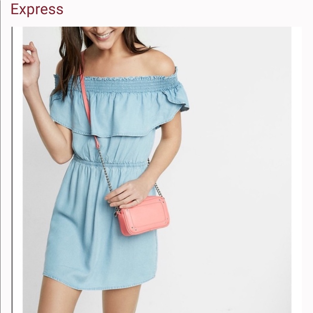 Express Off the Shoulder Denim Dress